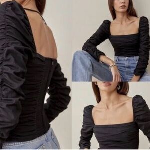 Reformation Women’s Black Scrunch Top In Size 10